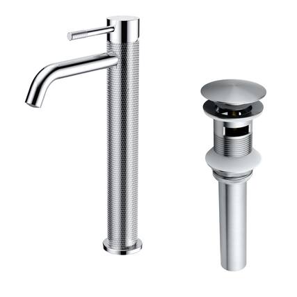 Front. Boyel Living - Chrome Carved Bathroom Faucet Solid Brass Single Handle - Chrome.
