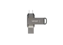 Lexar - 128GB JumpDrive Dual Drive D400, USB 3.2, 130MB/s Read, Compatible w/ Android, Mac, iPhone 15/16/17, Photo Backup - Titanium
