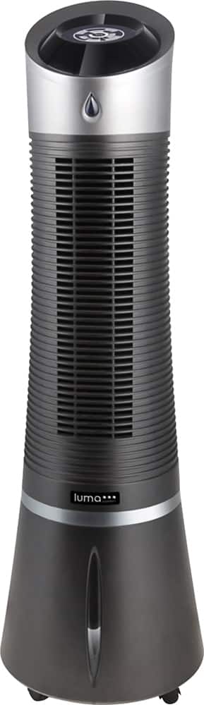 Front. Luma Comfort - 1.6-Gal. Tower Evaporative Cooler - Gunmetal/Silver.