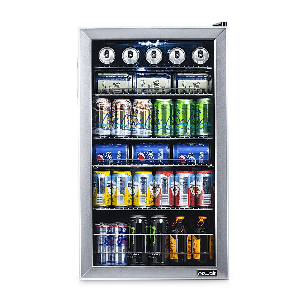 Angle View: NewAir - 126-Can Beverage Cooler with Adjustable Shelves and 7 Temperature Settings for Kitchen, Game Room, and Home Office - Stainless Steel