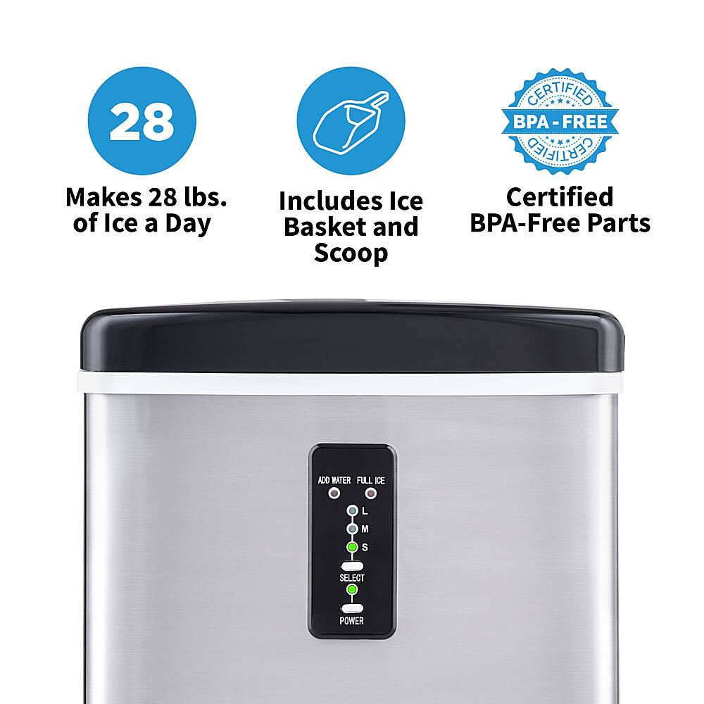 NewAir 28lb Portable Ice Maker 3 Ice Sizes Stainless Steel Stainless