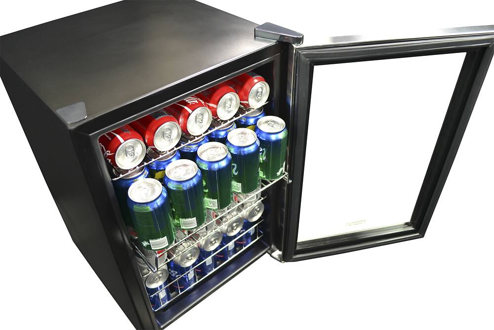 Alt View 11. NewAir - 90-Can Freestanding Beverage Fridge, Compact with Adjustable Shelves and Lock - Stainless Steel.