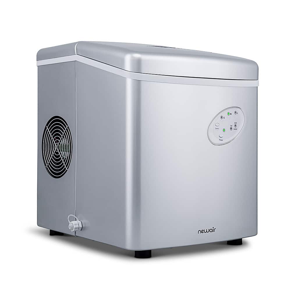 NewAir - 12" 28-lb Portable Ice Maker - 3 Ice Sizes - Silver - Front_Zoom
