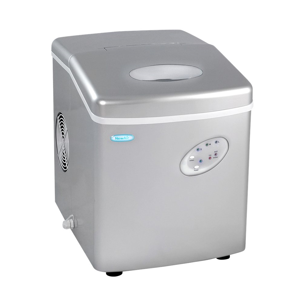 Left View: NewAir - 12" 28-lb Portable Ice Maker - 3 Ice Sizes - Silver