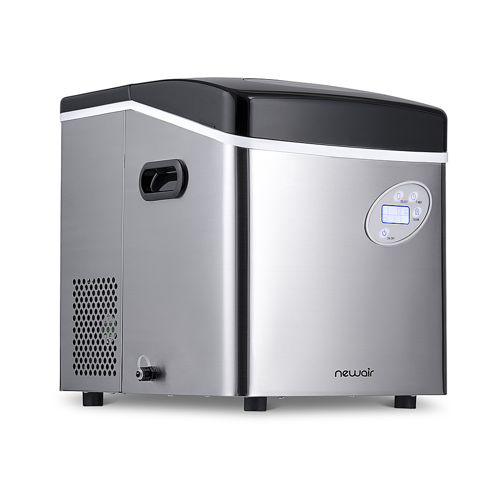 NewAir - 50-lb Portable Ice Maker - 3 Ice Sizes - Stainless steel