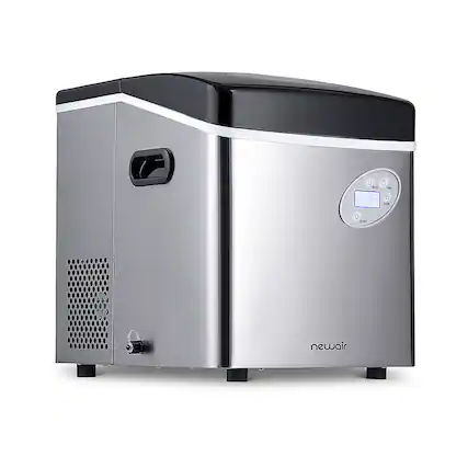 Front. NewAir - 50-lb Portable Ice Maker - Stainless Steel.