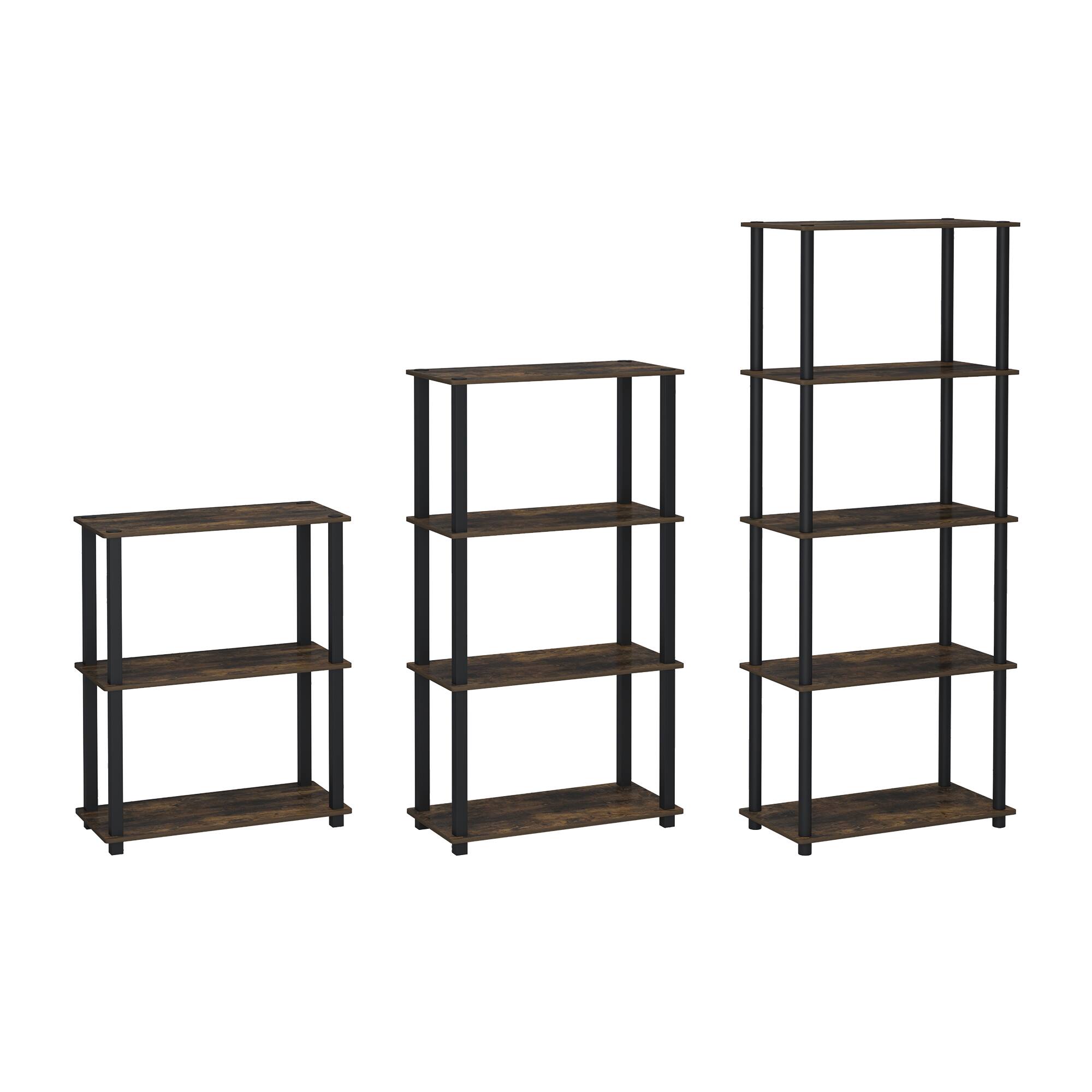 Back. HOMLUX - 5-Tier 57.4" Open Shelf Bookcase Compact Storage Bookshelf for Living Room Bedroom Office Amber Pine & Black - Amber Pine & Black.