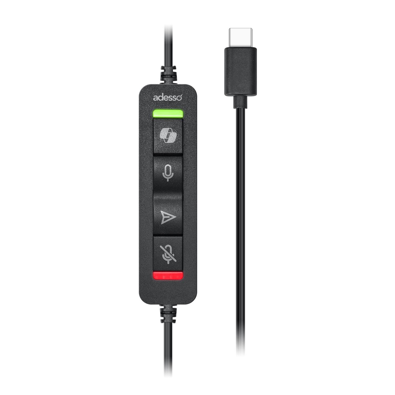 Alt View 10. Adesso - Adesso Xtream P7 Wired Stereo Headset With AI Controls - Stereo - USB Type A, USB Type C - Wired - 32 Ohm - 20 Hz to 20 - Black.