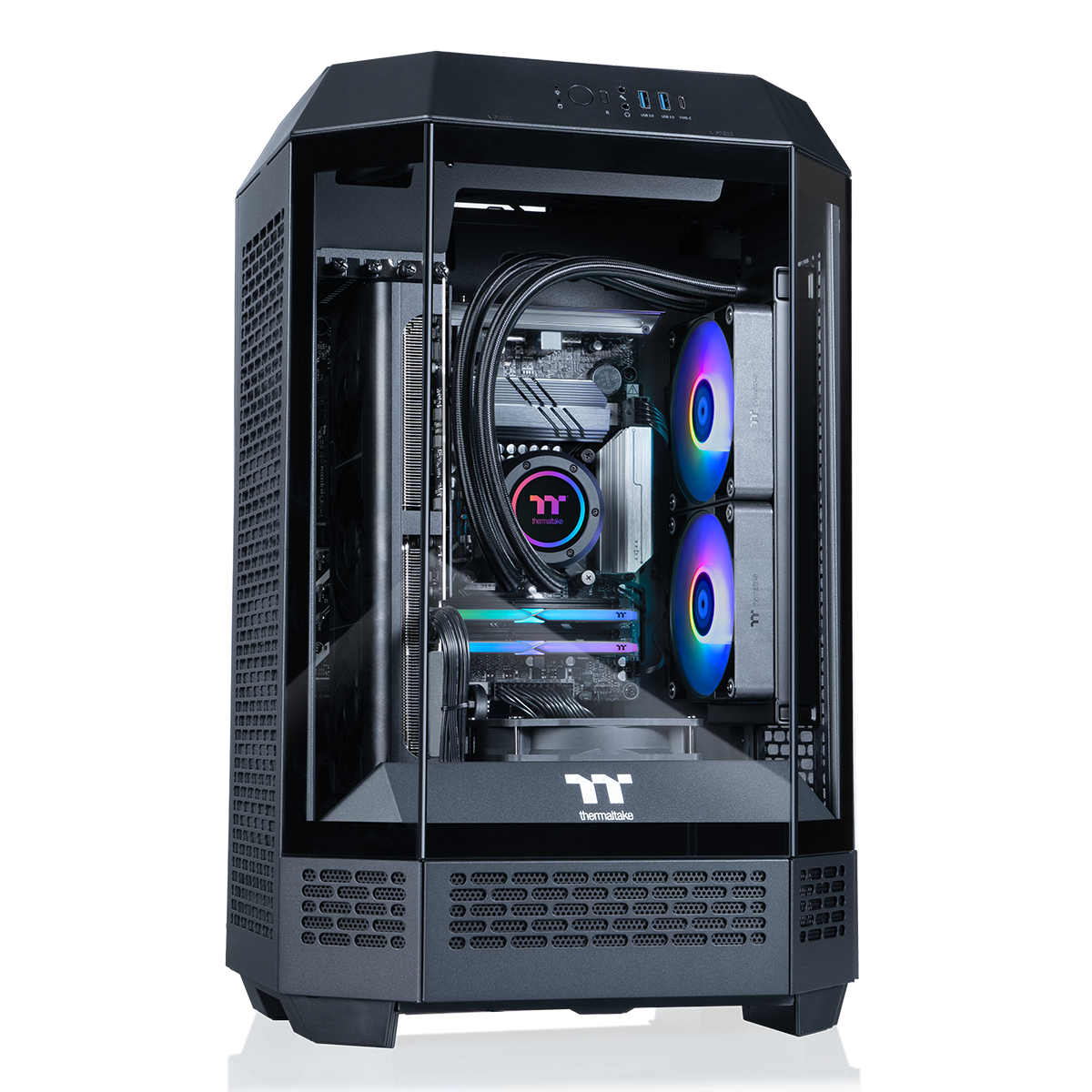 Thermaltake - LCGS Reactor 7897X Gaming Desktop AMD Ryzen 7 7800X3D, 32GB Memory, Radeon RX 9070 XT, 2TB SSD NVMe M.2 - Black