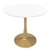 Front. LeisureMod - Bristol 24" Round MDF/Sintered Stone Dining Table, Modern Pedestal Base - Scratch-Resistant Kitchen & Cafe Table - MDF - White.