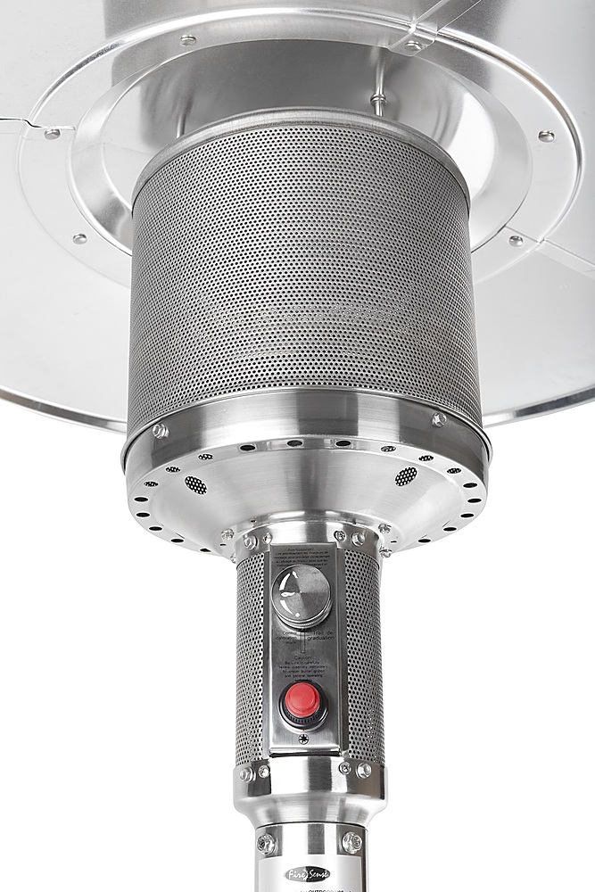 Angle View: Fire Sense Pro Series 46,000 BTU Wheeled Patio Propane Heater, Stainless Steel