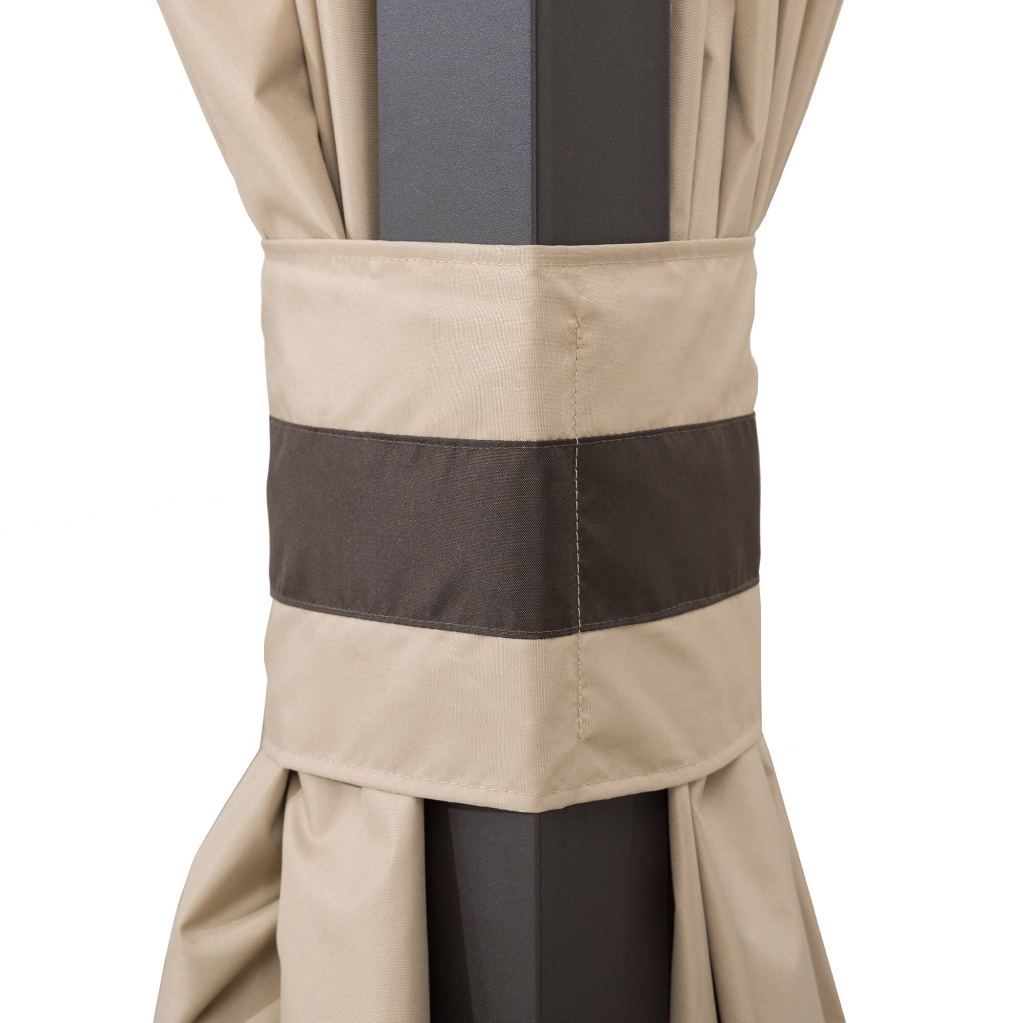 Angle. SUNJOY - SUNJOY Tan+Brown Replacement Curtain For Moorehead Steel Patio Gazebo (11X13 Ft) A101011500 - Tan+Brown.