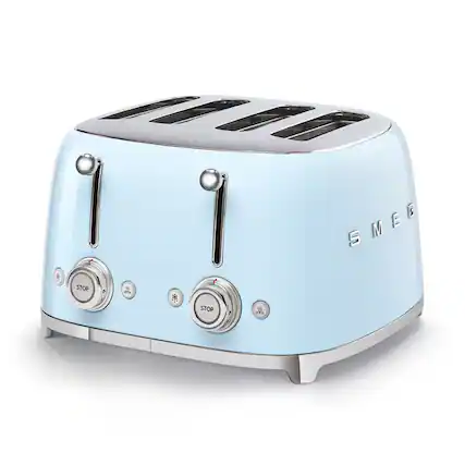 Front. SMEG - SMEG TSF03 4-Slice Wide-Slot Toaster - Pastel Blue.