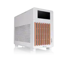 Thermaltake - TR200 WS; 6.0" LCD; Micro Chassis; Wood Trim; mATX/mITX; 360mm Radiator; 365mm GPU; 258mm PSU; 175mm Cooler - Snow