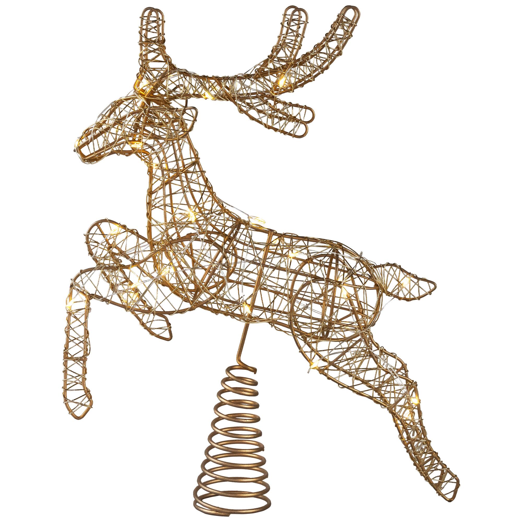 Alt View 4. Northlight - LED Lighted Reindeer Christmas Tree Topper - 13"  - Gold - Warm White Lights - Gold.