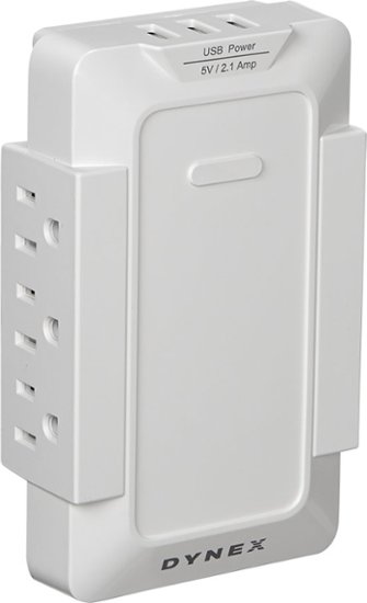 Dynex™ - 6-Outlet, 3-USB-Port Power Hub - White - Front Zoom