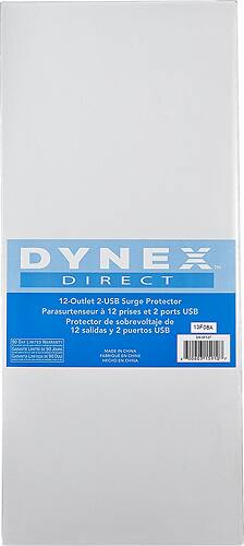Alt View 1. Dynex™ - 12-Outlet/2-USB Surge Protector Strip - Black.