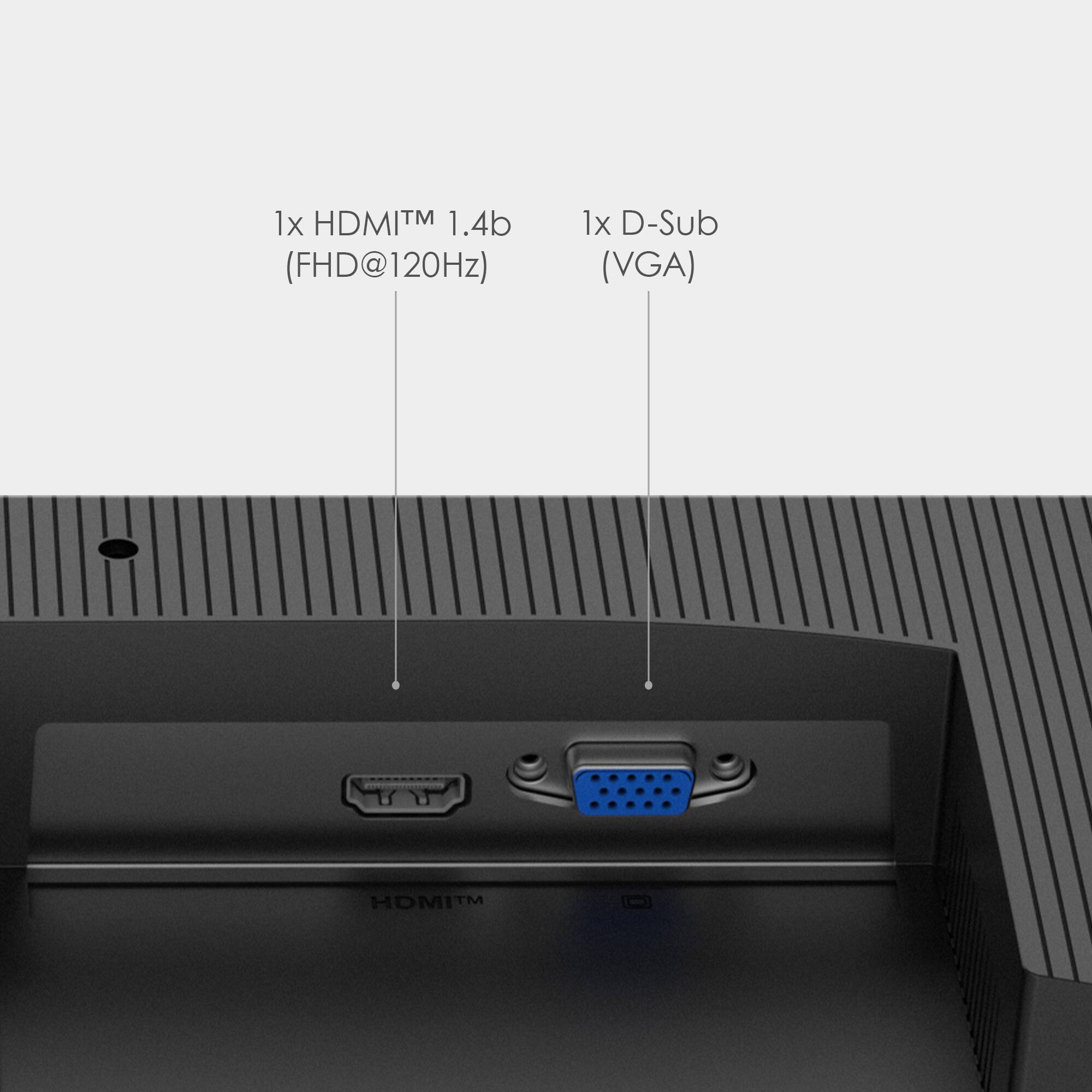 1x HDMI™ 1.4b (FHD@120Hz)  
1x D-Sub (VGA)