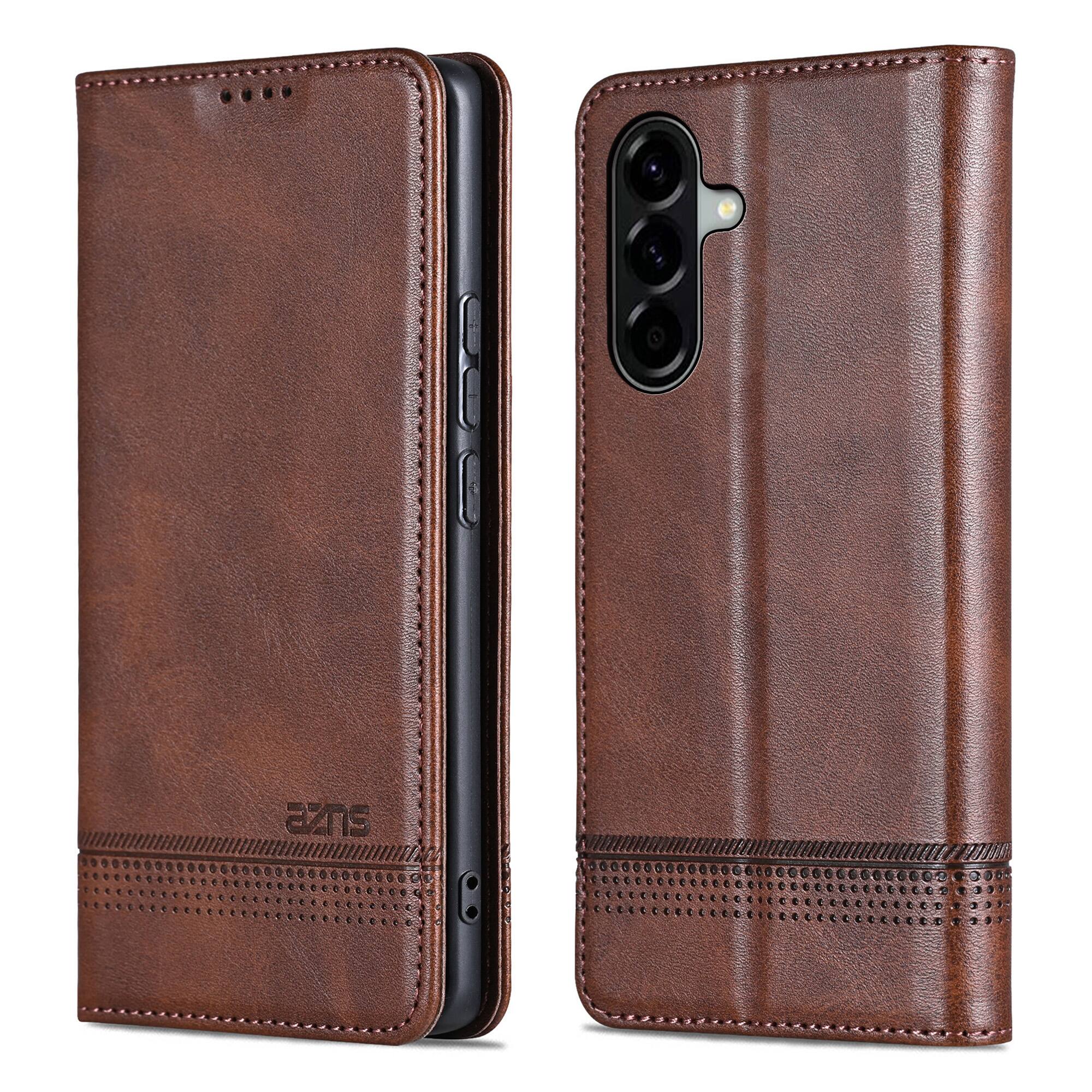 Front. UUCOVER - Wallet Case for Samsung Galaxy A57 5G,PU Leather Wallet Folio Case with Card Slots Shockproof Kickstand Cover - Brown.