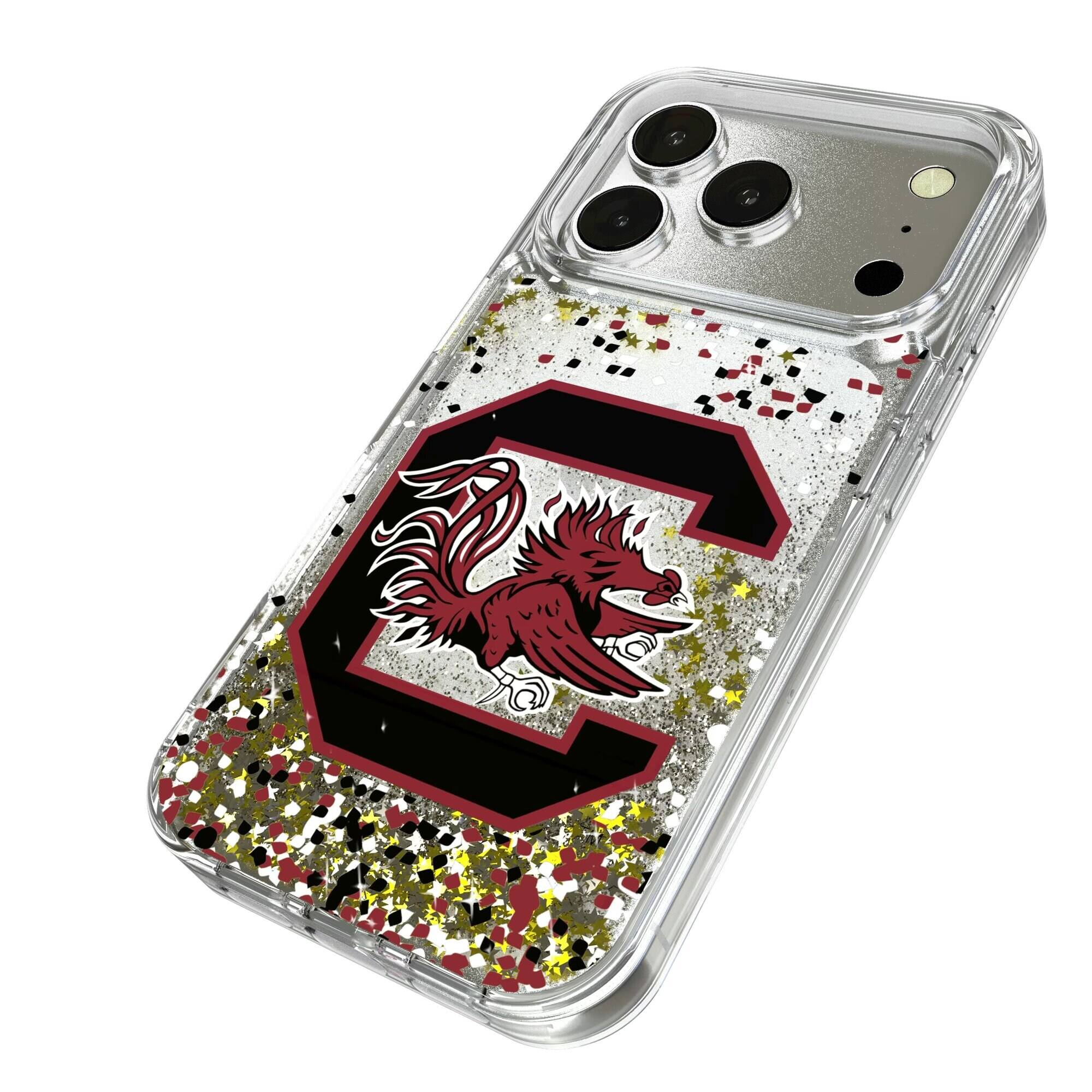 Alt View 1. Keyscaper - South Carolina Gamecocks iPhone Glitter Confetti Design Case - 16 Pro - Multicolor.