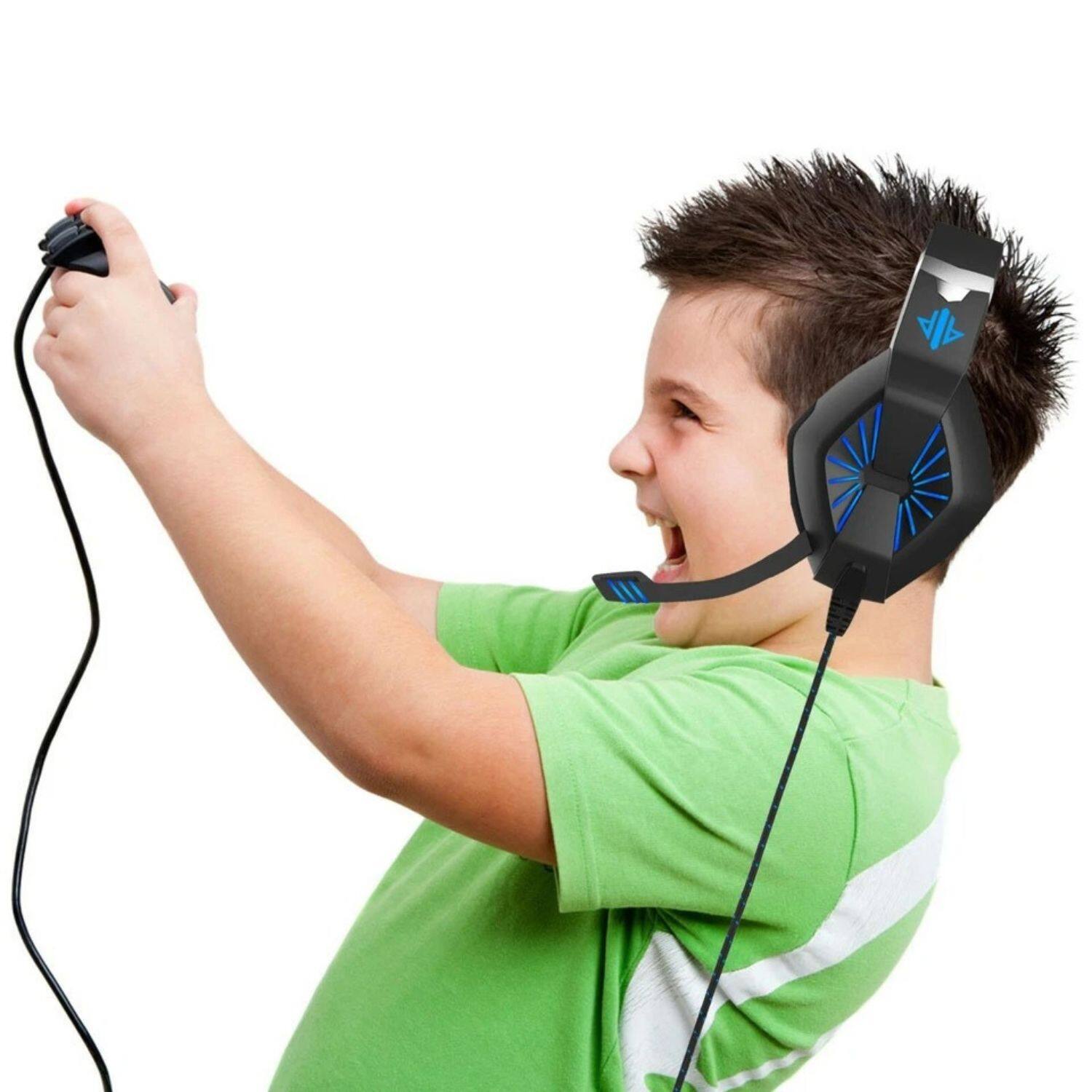 Left. Stock Preferred - Gaming Headset with Mic – LED Light Over-Ear Headphones for Xbox - Black.