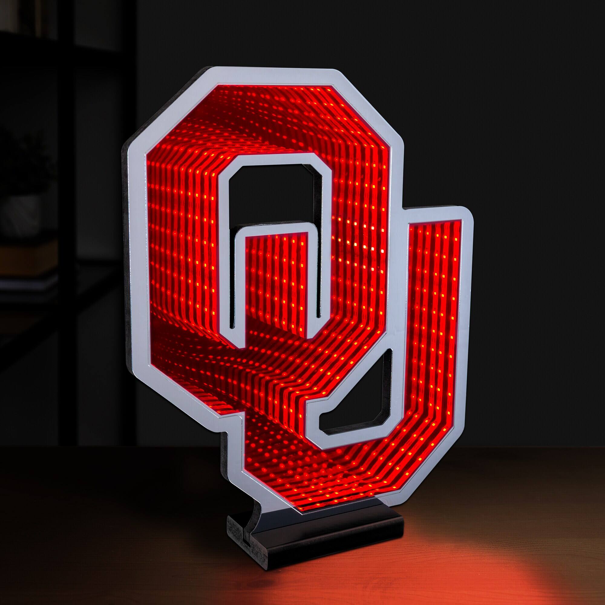 Alt View 2. Sporticulture - Oklahoma Sooners LED Infinity Logo Light - Red.