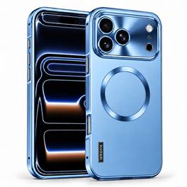 Dteck - For Apple iPhone 18 Pro Aluminum Metal Frame PC Back Drop Protection Shockproof Mag Safe Case Camera Lens Cover - Iceblue