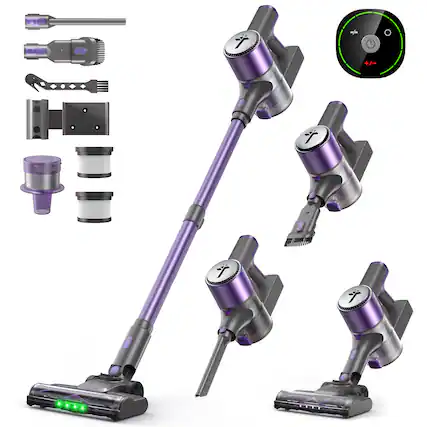 Front. Teendow - 300W Cordless Stick Vacuum Cleaner, 50kPa Brushless Motor, 50-Min Runtime, for Carpet, Hard Floors & Pet Hair - Purple.