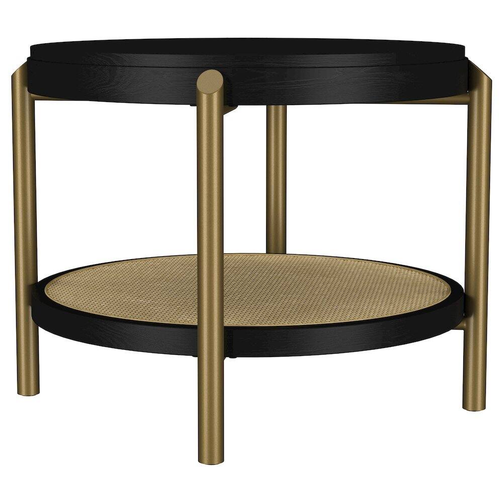 Front. Coaster Co. of America - Arini Round End Side Table With Storage Shelf Black - Black.