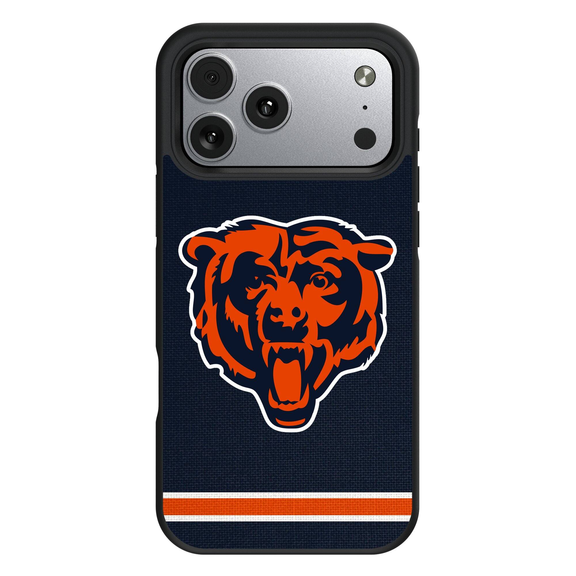 Front. Keyscaper - Chicago Bears iPhone Stripe Design Bump Case - 13 mini - Multicolor.