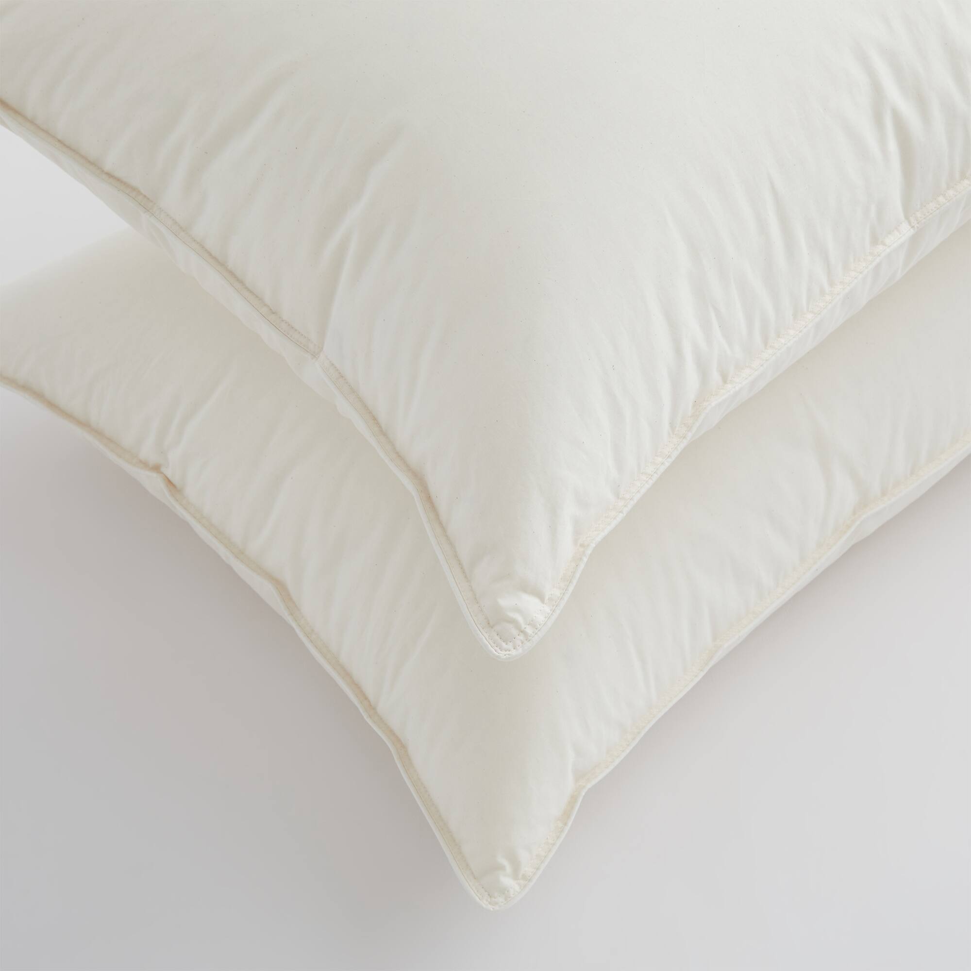 Back. Puredown - Puredown Set of 2 Natural Organic Cotton 50% Down Pillows Made in Japan, Standard/Queen - Off-White.
