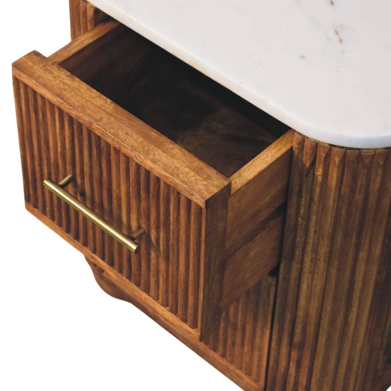 Alt View 6. Artisan Furniture - Artisan Furniture Solid Wood Marble Crest Bedside Table, 2 Drawers, Brown - Brown.