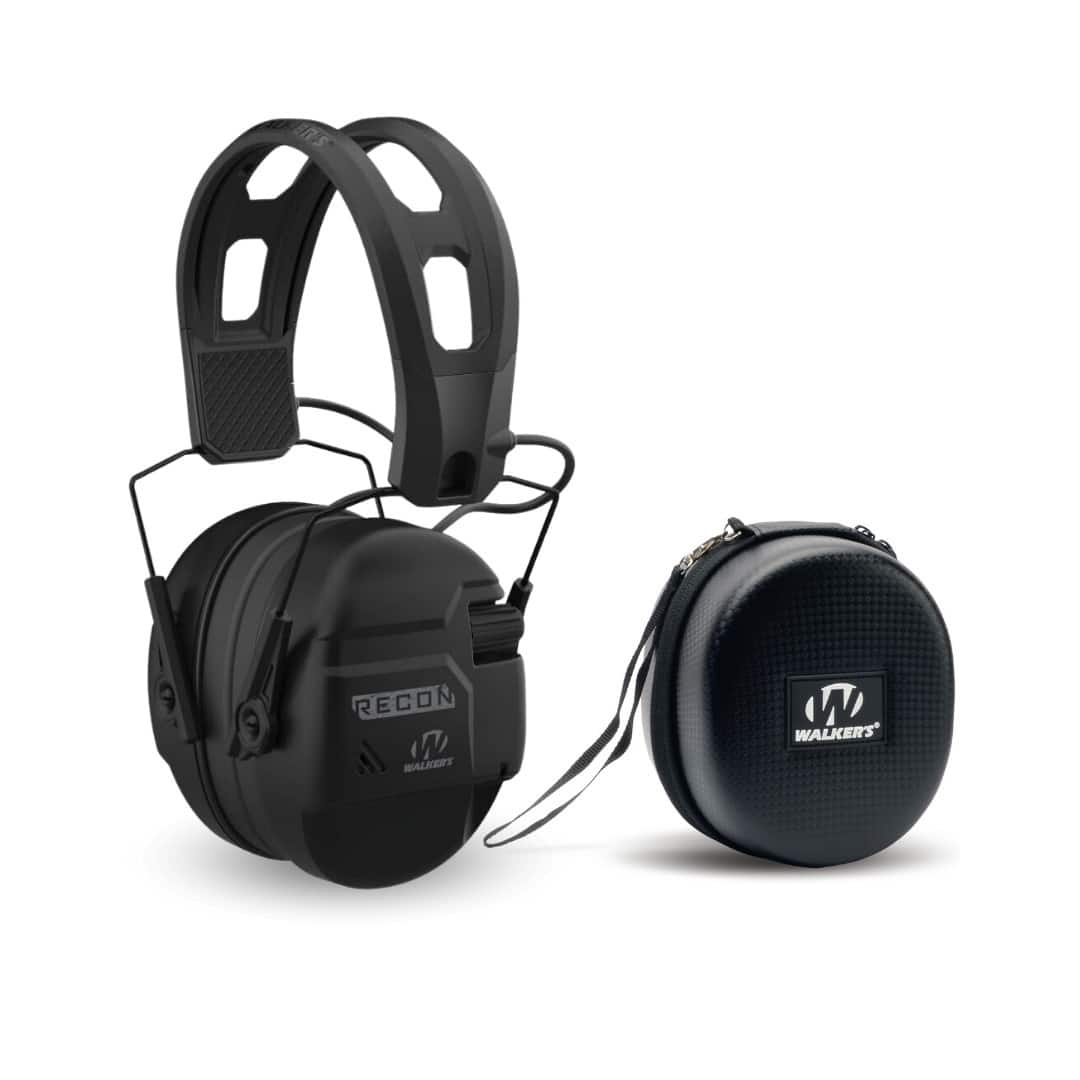 Walker’s - Walker's Recon Low Profile Black Digital Electronic Muff with NRR 26 Bundle - Black/Black
