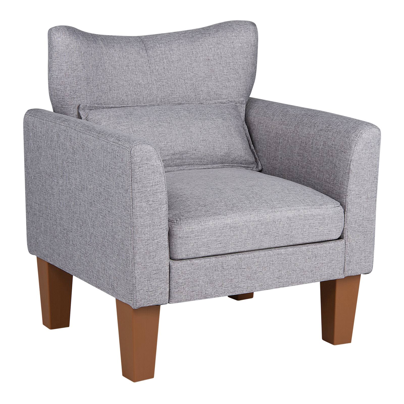 Alt View 9. Costway - Costway 1 PCS Modern Accent Chair with Removable Seat Cushion & Pillow, Strong Support Legs - Gray.