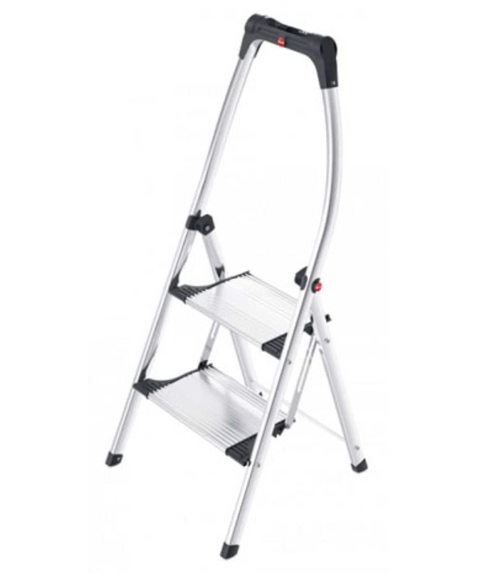 Hailo - 2-Step Aluminum Stool with Safety Bar - Silver