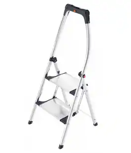 Hailo - 2-Step Aluminum Stool with Safety Bar - Silver