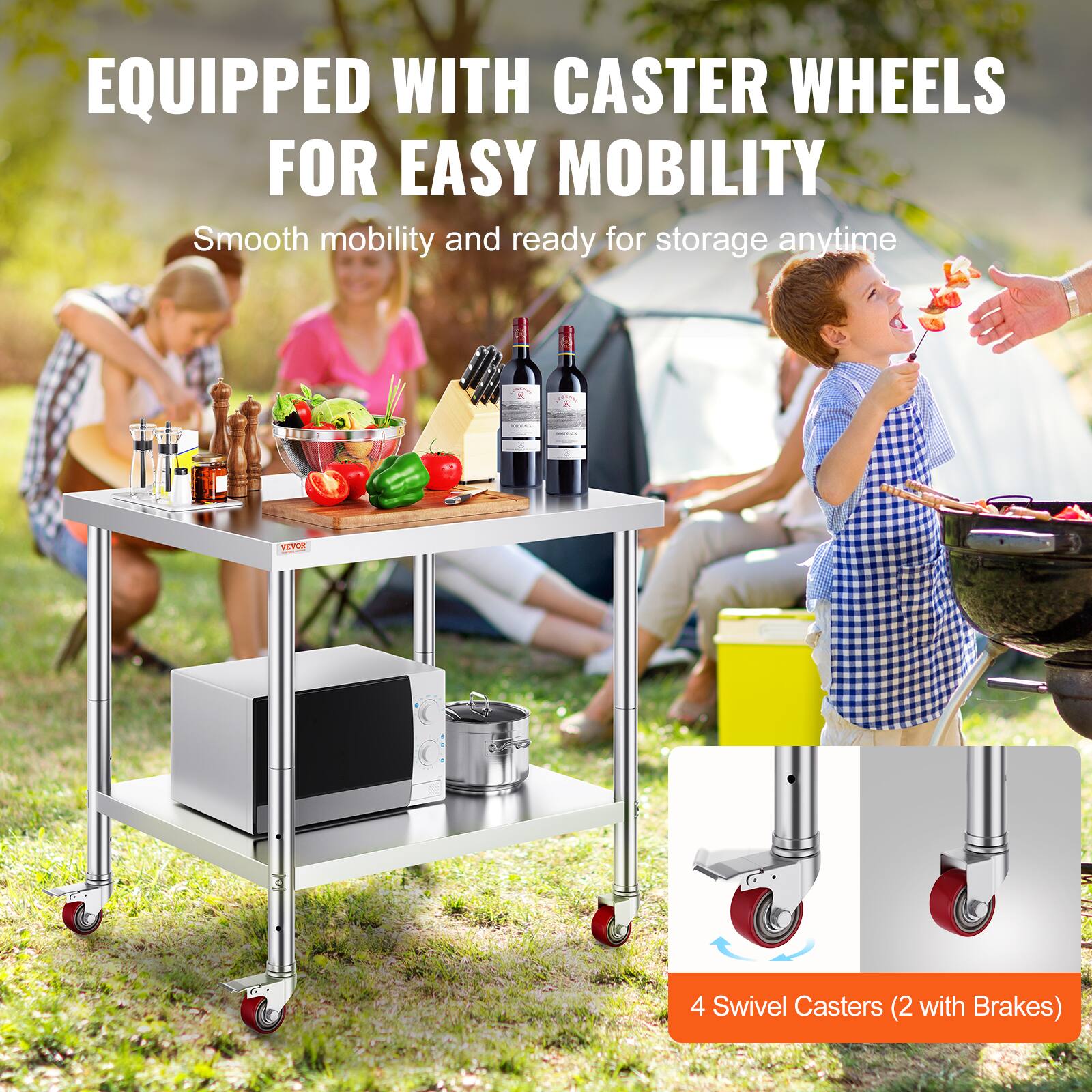 EQUIPPED WITH CASTER WHEELS FOR EASY MOBILITY

Smooth mobility and ready for storage anytime

4 Swivel Casters (2 with Brakes)