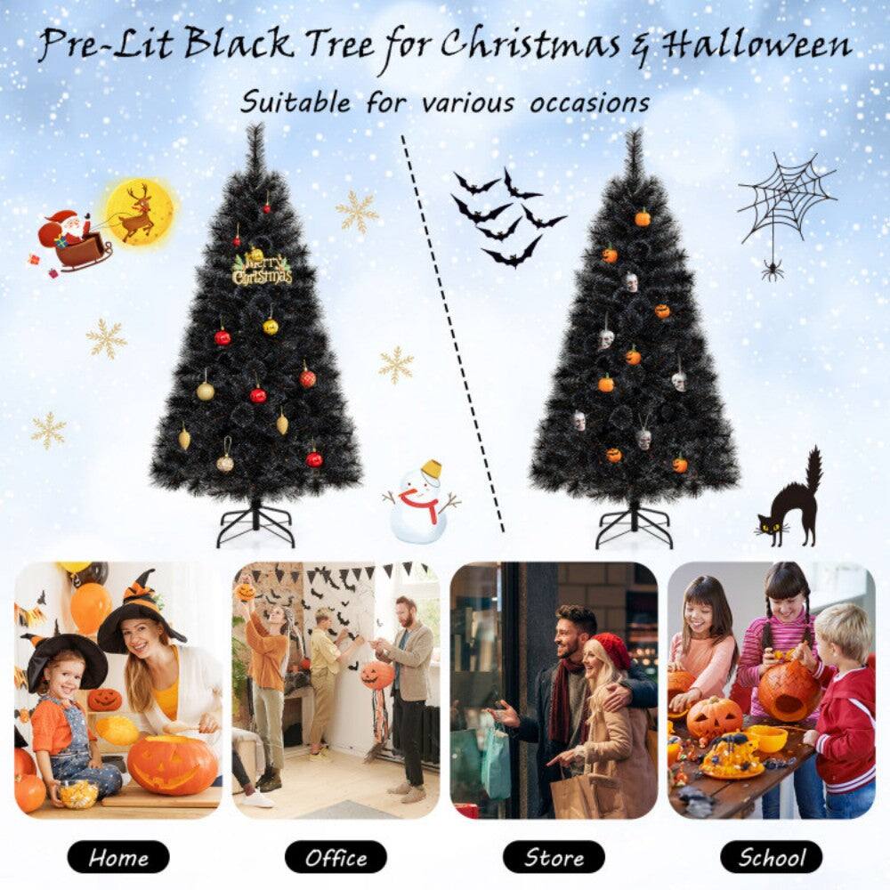 Pre-Lit Black Tree for Christmas & Halloween  
Suitable for various occasions  

Home  
Office  
Store  
School