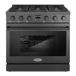 COSMO - COS-GRC366KB-BK 36 in. Lumin Collection 6.1 cu. ft. Gas Range with 6 Sealed Burners and Convection Oven - Matte Black