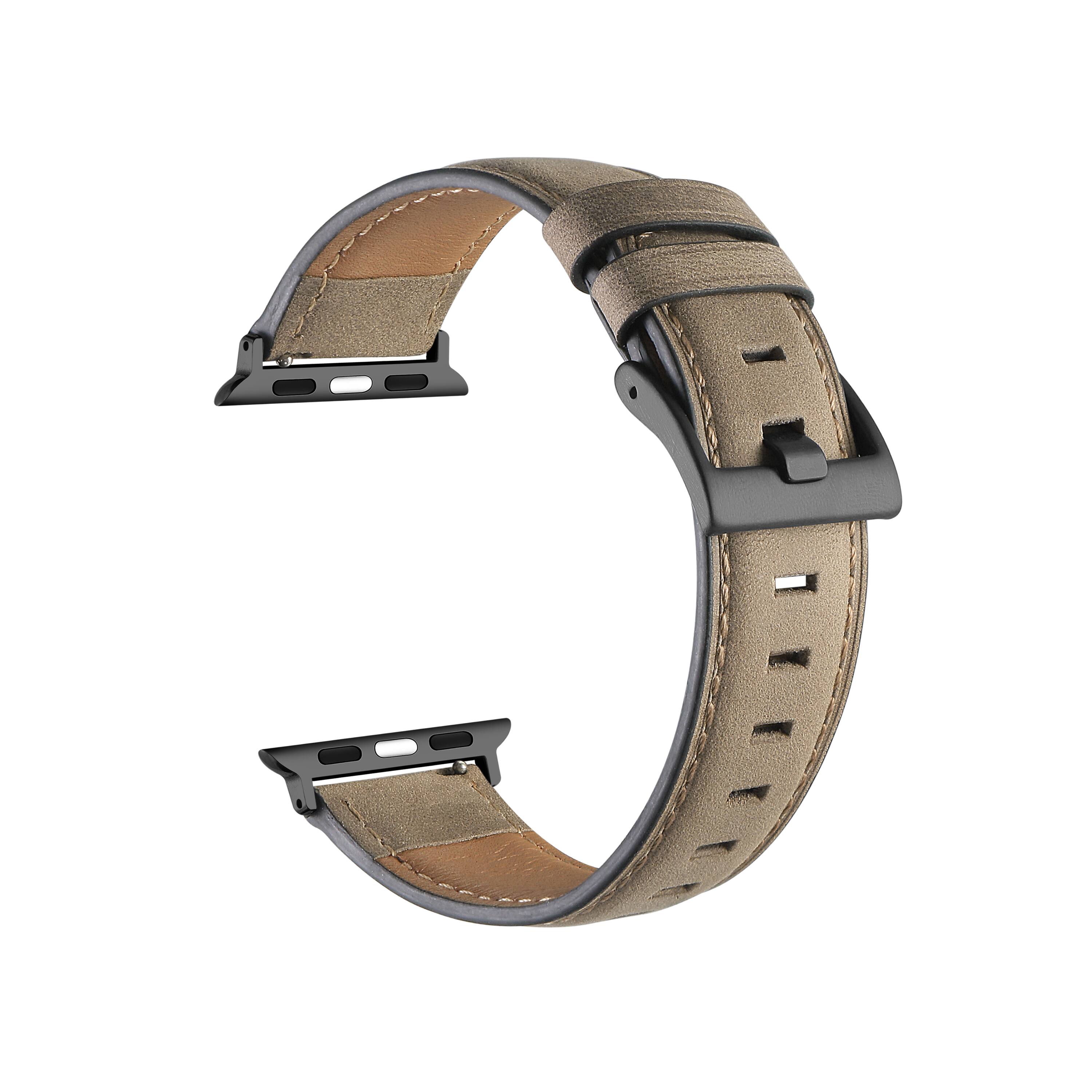 Back. Posh Tech - Hunt Distressed Leather Band for Apple Watch - Brown.