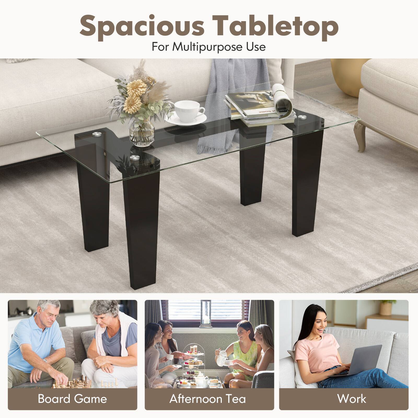 Spacious Tabletop For Multipurpose Use - Board Game, Afternoon Tea, Work