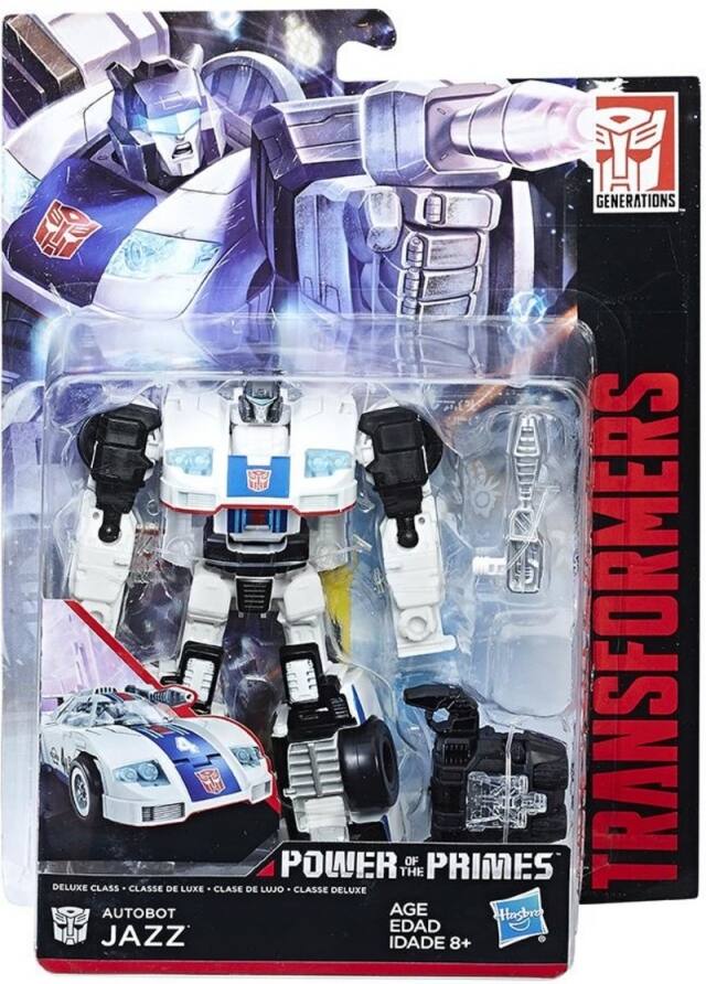 GENERATIONS  
DELUXE CLASS  
CLASSE DE LUXE  
CLASE DE LUJO  
CLASSE DELUXE  

TRANSFORMERS  
POWER OF THE PRIMES  
AUTOBOT  
JAZZ  

AGE  
EDAD  
IDADE 8+  

Hasbro