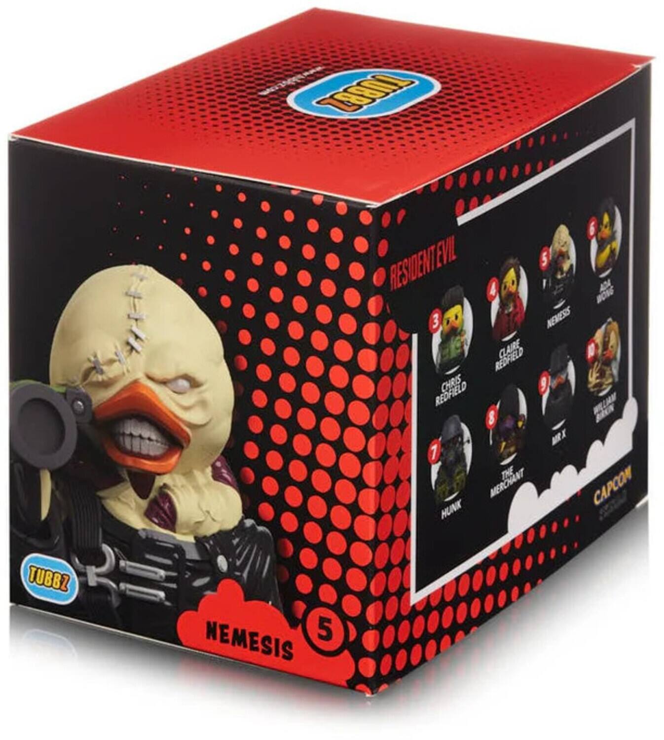 The text on the image is:

- TUBBZ
- RESIDENT EVIL 5
- 4 AMBONNE
- 3 NEMESIS
- CLAIRE REDFIELD
- CHRIS REDFIELD
- LAM 8 JAENN MRX
- THE MERCHANT
- CAPCOM
- HUNK
- TUBBZ
- NEMESIS 5

Corrected and grouped text:

- TUBBZ
- RESIDENT EVIL 5
- 4 AMBONNE
- 3 NEMESIS
- CLAIRE REDFIELD
- CHRIS REDFIELD
- LAM 8 JAENN MRX
- THE MERCHANT
- CAPCOM
- HUNK
- TUBBZ
- NEMESIS 5