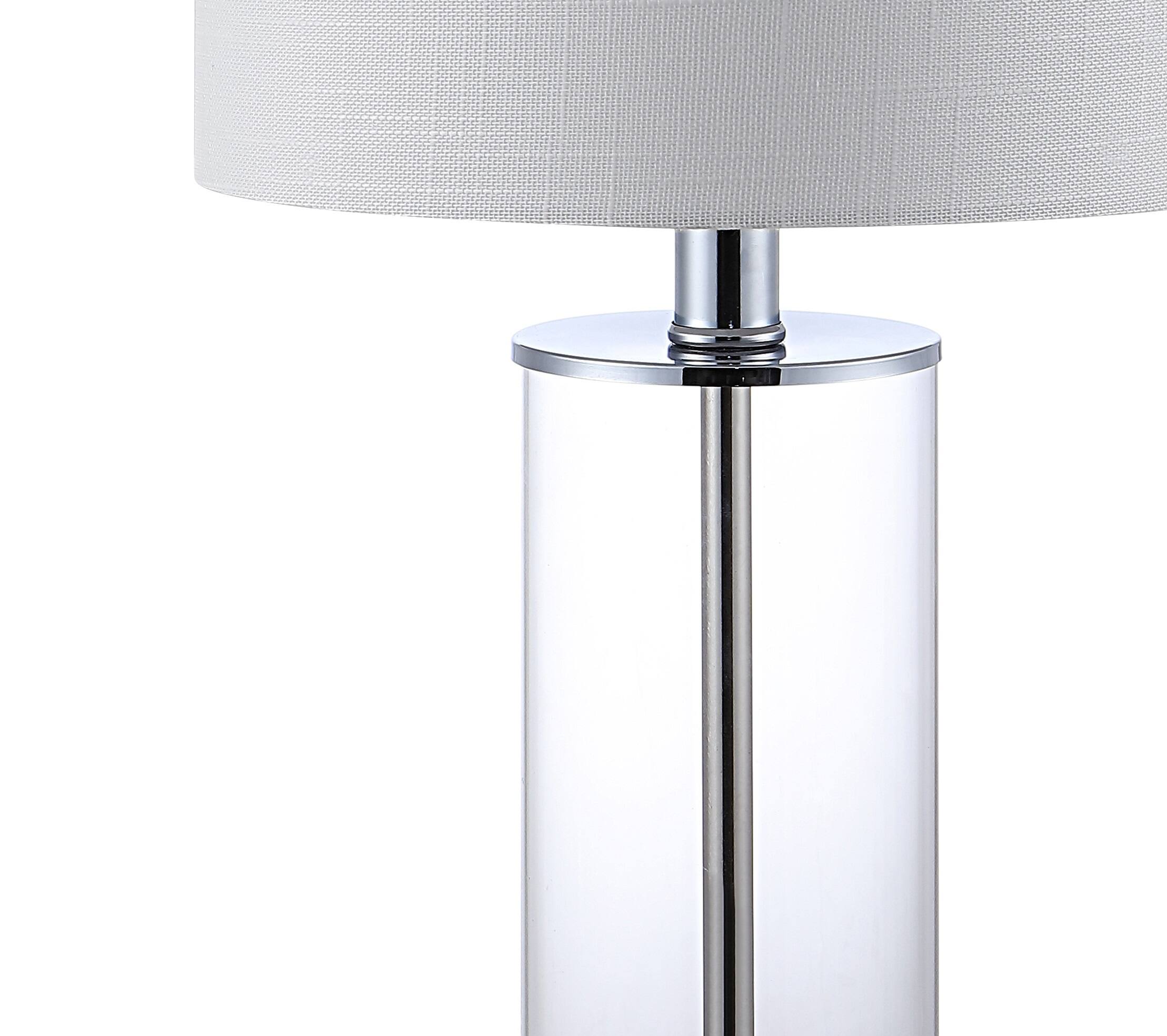 Alt View 3. Jonathan Y - Abner 21" Glass Modern Contemporary USB Charging LED Table Lamp, Chrome (Set of 2) - Chrome/Clear.