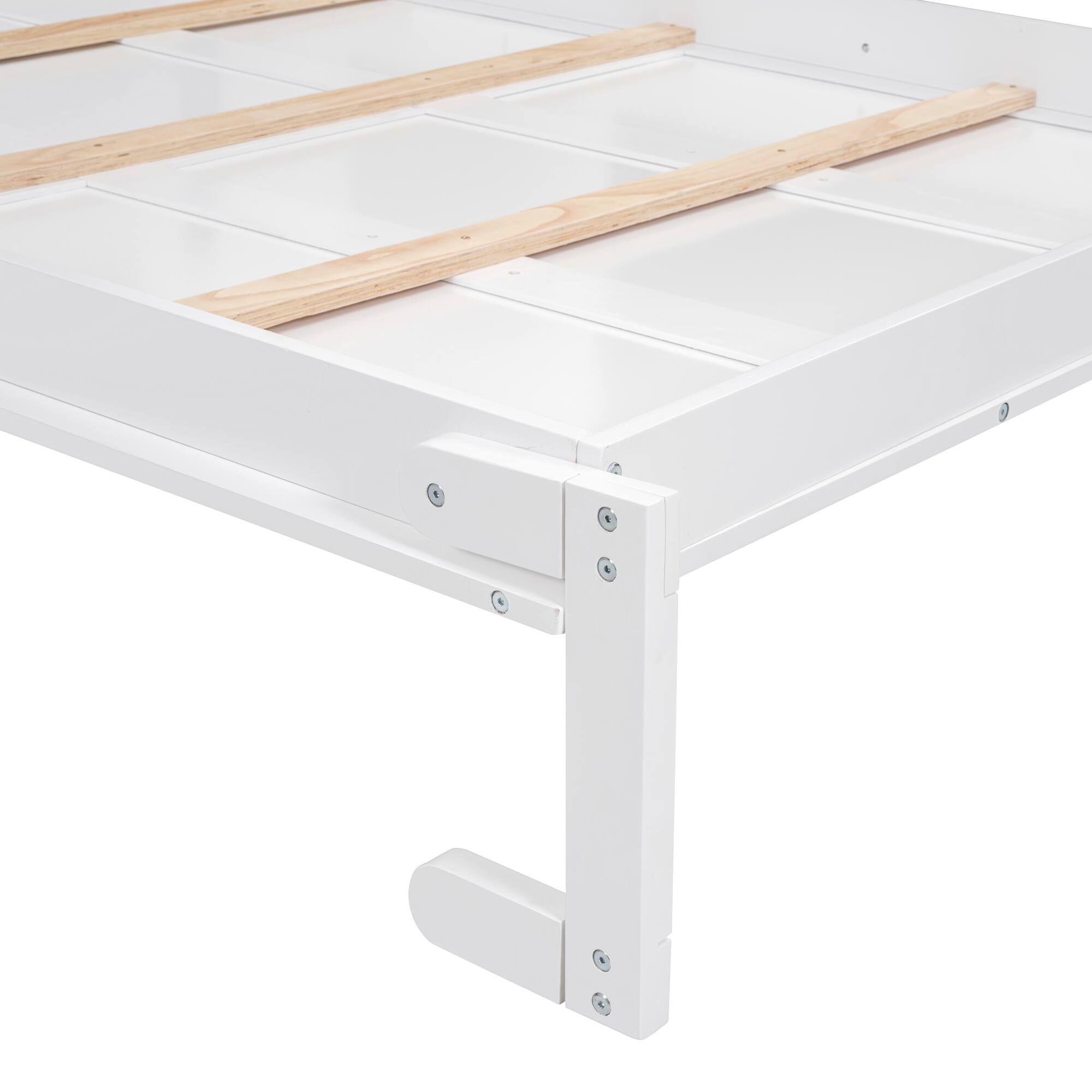 Alt View 8. Tiramisubest - Full Size Murphy Wall Bed, White, Solid Wood + MDF, Space-Saving - White.