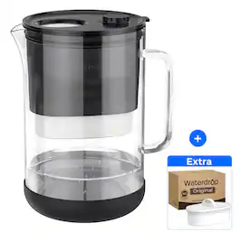 Waterdrop - PT-09BL 10-Cup Large Glass Water Filter Pitcher, EXTRA PF-01A Filter - Black