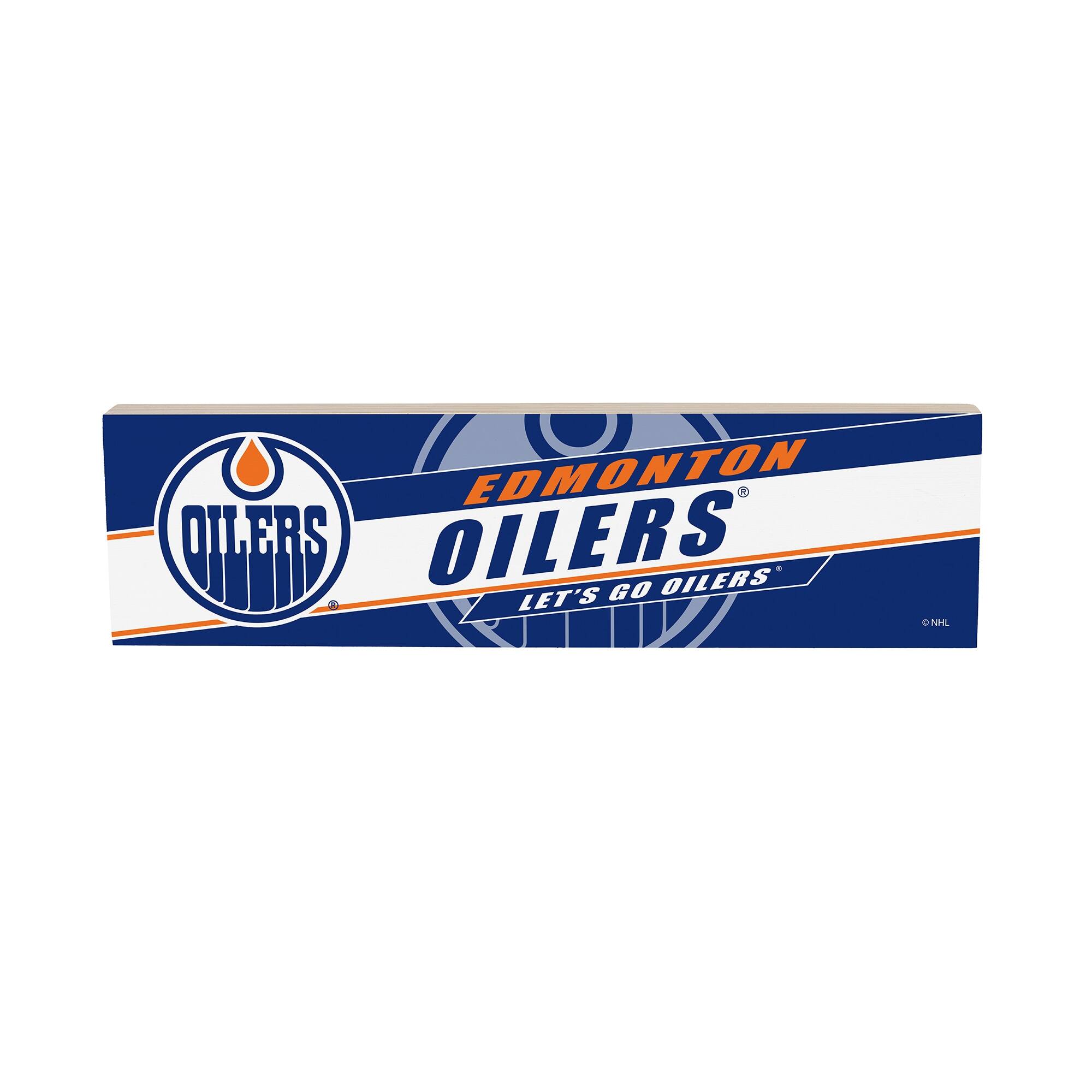 Edmonton Oilers 5" x 18" Shadow Logo Wood Mantle Sign