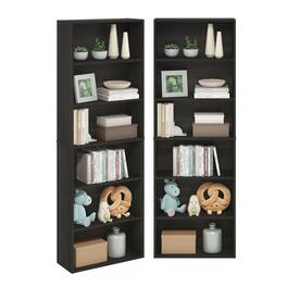 Furinno - JAYA Book Shelf Set of 2, 6-Tier Bookshelf, Bookcase, 9.5 x 24.6 x 71, for Home Office, Living Room - Espresso