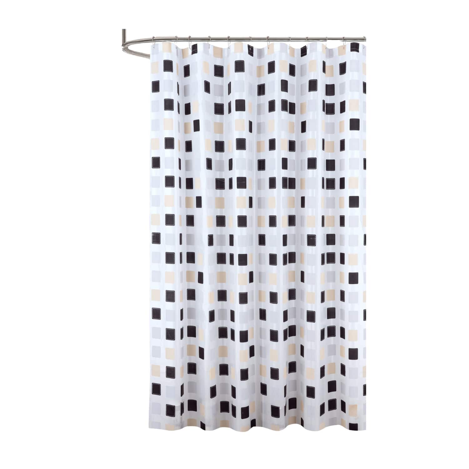RT Designers Collection - 90GSM Peva Glit Printed Tiles Shower Curtain 70" x 72" - Tan