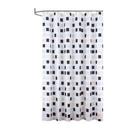 RT Designers Collection - 90GSM Peva Glit Printed Tiles Shower Curtain 70" x 72" - Tan